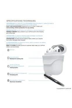 Airpods Housse Etanche Et Antichoc CaseProof Couleur: Phosphorescent -Borcelle Store airpods etui de protection etanche antichoc en silicone blanc phosphorescent bleu 6