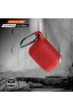 Airpods Housse Etanche Et Antichoc CaseProof Couleur: Rouge -Borcelle Store airpods etui de protection etanche antichoc en silicone rouge 2