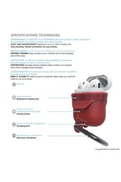 Airpods Housse Etanche Et Antichoc CaseProof Couleur: Rouge -Borcelle Store airpods etui de protection etanche antichoc en silicone rouge 6