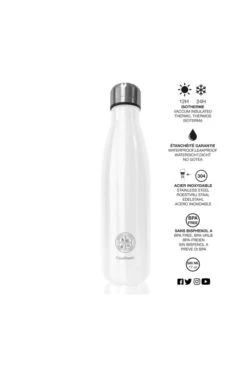 Bouteille Isotherme En Acier Inoxydable 500 Ml - Blanc Brillant -Borcelle Store bouteille isotherme en acier inoxydable 500 ml blanc brillant 4