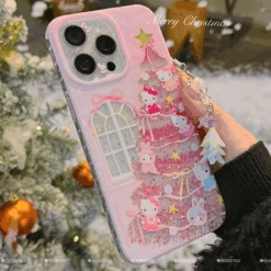 Kitty Pink Christmas Tree Phone Case